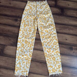 MOTHER Yellow Floral Women Jeans